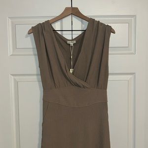 Brown maxi casual dress with pockets